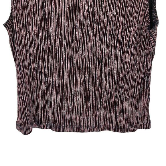 Vintage 80's Cardigan Top 2 Piece Set Formal Metallic Pink Striping Black PL‎ - Picture 12 of 17